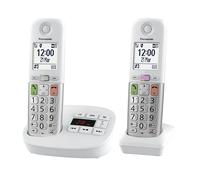 Panasonic KX-TGU432EXW Telefono Cordless Digitale con Segreteria Telefonica, Unità Base e 2 Ricevitori, Display LCD, Fav Call, Torcia, Compatibile con Apparecchi Acustici, Bianco e Argento