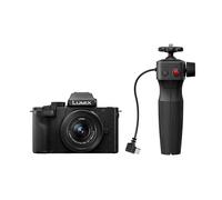 Panasonic Lumix DC-G100DVEBK - Fotocamera mirrorless Micro quattro terzi con obiettivo Lumix G Vario 12-32mm F3.5-5.6 e impugnatura per treppiede DMW-SHGR2, 20,3 MP, video 4K 30p/FHD 60, fotocamera