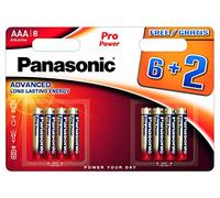Panasonic Multipack 6 + 2 batterie alcaline AAA LR03 Pro Power