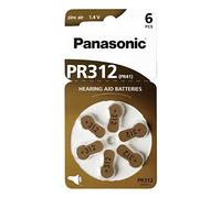 Panasonic PR312 Batterie zinco-aria per apparecchi acustici, Tipo 312, 1.4V, Batterie per apparecchi acustici, 6 pezzi, marrone
