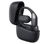 Panasonic True Wireless Bluetooth Open Ear, IPX4 impermeabile, connettività multi punto, cancellazione del rumore ambientale, tempo di riproduzione 25 ore e ricarica USB C, nero (RB-F10DE-K)