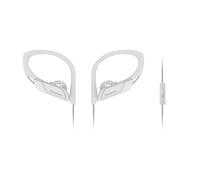 Panasonic RP-HS35M Cuffie Sport, Design Ergonomico a Tenuta Stabile, Suono Dinamico e Bassi Potenti, Archetto Regolabile, Impermeabilità IPX2, con Microfono, Bianco