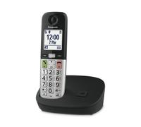 Panasonic KX-TGU410EXB - Telefono digitale senza fili con segreteria telefonica, unità base e 1 combinato, schermo LCD, chiamate preferite, lampada torcia, compatibile con apparecchi acustici, nero e