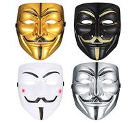 PanBeiQiWEU 4 Pezzi V per Vendetta Guy Maschera, Halloween Costume Cosplay Party Mask, Anonymous Mask, Maschere di Carnevale Unisex per Halloween Cosplay Party Regali - 4 Colori