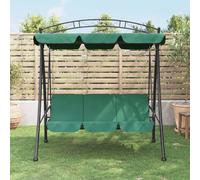 Panca a Dondolo con Baldacchino Verde 198 cm Tessuto e Acciaio