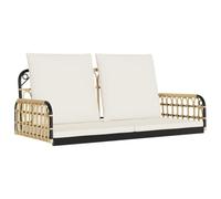 Panca altalena con cuscini, rattan sintetico e acciaio, 105 x 58 x 38 cm | Acciaio resistente, cuscini spessi, anelli di fissaggio, uso esterno, portata 110 kg