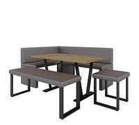 Panca angolare Akiko Metal con tavolo e panchine - Gruppo angolare per la sala da pranzo, cucina moderna, sala da pranzo, perfetta per cucina, ufficio e reception. Lavorazione solida (Soft 30, 196 x