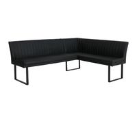 Panca angolare HWC-O82, sala da pranzo, ecopelle metallo 210x159 cm - nero