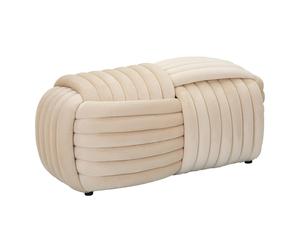 Panca annodata in velluto CremaLegno Velluto e Cotone Dimensioni 91x46x44 cm peso 11 kg seduta imbottita in tessuto Crema crema