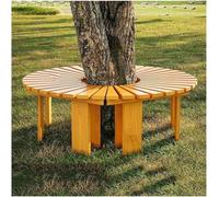 Panca Avvolgente For Alberi, Panca Senza Schienale For Esterni, Panche Curve In Legno For Parchi, Giardini, Portici Anteriori, Cortili, Piscine(Turmeric,Round)