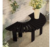 Panca Avvolgente Per Albero, Da Esterno Curva In Legno Massello Con Capacità Di 660 Libbre, Resistente Alle Intemperie Per La Decorazione Del Giardino, Prato E Patio(Black)