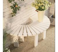 Panca Avvolgente Per Albero, Da Esterno Curva In Legno Massello Con Capacità Di 660 Libbre, Resistente Alle Intemperie Per La Decorazione Del Giardino, Prato E Patio(White)