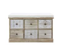 Panca Cassettiera Beige 6 Cassetti Seduta Imbottita 49x77,5x35