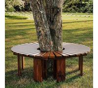 Panca circolare in legno per alberi - Panche da giardino con listelli semicircolari per patio - Panca curva per esterni in legno resistente all'acqua per parco/patio/portico/prato/cortile - Marrone(Ha