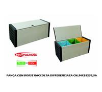 Panca con Borse Raccolta Differenziata Immondizia 34x85x39,5h cm con Coperchio