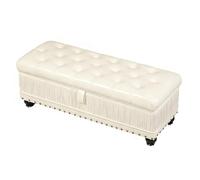 Panca con Conservazione, Pouf portaoggetti per legno per corridoio, panchina scarpe in PU per camera da letto, ingresso, soggiorno, camera da letto (bianco, 59,0 in/150 cm)