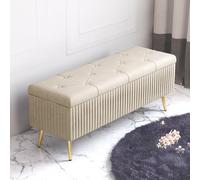 Panca Con Contenitore Con Cuscino E Coperchio Ribaltabile, Ottoman, Per Soggiorno, Ingresso, Con Gambe In Metallo Oro, Panchetta Moderna Con Riquadro Nascosto(E,120*40*45cm/47.2*15.7*17.7in)