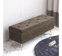 Panca Con Contenitore Con Cuscino E Coperchio Ribaltabile, Ottoman, Per Soggiorno, Ingresso, Con Gambe In Metallo Oro, Panchetta Moderna Con Riquadro Nascosto(A,110*40*45cm/43.3*15.7*17.7in)