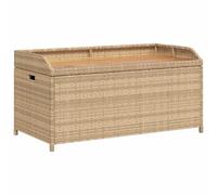 Panca con contenitore in acacia e rattan PE, beige, 100 x 50 x 52 cm, per | Molla a gas, borsa impermeabile per interni, rattan sintetico resistente, per giardino e terrazza, capacità 110 kg