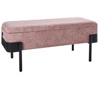 Beliani Panca da camera da letto con contenitore Cottage Rivestimento in tessuto poliestere Gambe nere Rosa