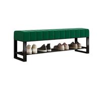 Panca con cuscini, non richiede montaggio, scarpiera aperta, perfetta per ingresso, soggiorno, balcone, colore verde, 100 x 32 cm