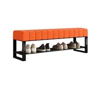 Panca con cuscini, scarpiera, non richiede montaggio, scarpiera aperta per un facile accesso, perfetta per ingresso, soggiorno, balcone (arancione, 120 x 32 cm)
