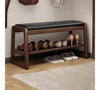 Panca con cuscino di seduta e ripiano portaoggetti, organizer for ingresso, adatta for ingresso, corridoio, camera da letto, soggiorno(Black)