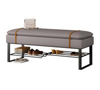 Panca con Scarpiera Ingresso PU e Gambe in Acciaio Panchetta Camera da Letto Salvaspazio Multifunzione Panca Contenitore Confortevole per Corridoio Soggiorno(Gray,39.37in/100cm)