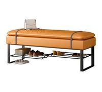 Panca con Scarpiera Ingresso PU e Gambe in Acciaio Panchetta Camera da Letto Salvaspazio Multifunzione Panca Contenitore Confortevole per Corridoio Soggiorno(Orange,55.11in/140cm)