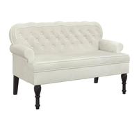 vidaXL Panchina con schienale, panca con gambe in legno, pouf per soggiorno, ufficio, moderno, velluto crema