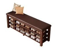 Panca con vano portascarpe per ingresso, scarpiera in legno massello, seduta imbottita, piccola panca per ingresso, scarpiera per anticamera, organizer per corridoio marrone 80cm