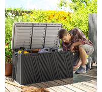 Panca Contenitore 380L in HDPE con 2 Maniglie Laterali e Leva a Gas, 115x60x60 cm, Nero e Grigio