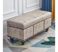 Panca Contenitore Con Coperchio, Panca Portascarpe In Tessuto Tecnico Retrò For Camera Da Letto E Soggiorno, Organizer Imbottito For Corridoio Salvaspazio(A,60X40X45CM)