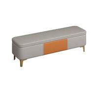 Panca Contenitore con Coperchio Ribaltabile per Corridoio Sgabello E Seduta Imbottita Panche da Letto con Gambe Dorate, Panca Porta Scarpe Lunga Cassapanca Porta Giocattoli(Light Grey,120cm)