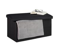 Relaxdays Panca con Contenitore, Effetto finta pelle, Imbottita, Corridoio, Camera da Letto, HLP 38x76,5x38,5 cm, Nero, 1 pz