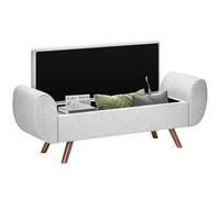 Panca Contenitore Fondo Letto con Braccioli 132x42x50 cm Vano da 53,8L in Tessuto Grigio
