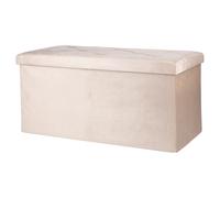 GALILEO Panca contenitore multiuso, struttura in mdf, rivestimento effetto velluto beige 76x37,5x38 cm, Sibilla
