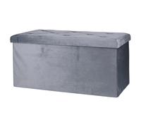 GALILEO Panca contenitore multiuso, struttura in mdf, rivestimento effetto velluto grigio 76x38x38 cm, Sibilla