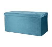 Panca contenitore multiuso effetto velluto 76x38x38 cm, ottanio, Sibilla