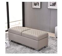 Panca Contenitore Rettangolare Con Poggiapiedi - Sgabello Da Letto E Portascarpe In Pelle PU Con Sollevamento Idraulico, 6 Colori Disponibili(Grey)
