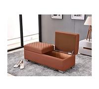 Panca Contenitore Rettangolare Con Poggiapiedi - Sgabello Da Letto E Portascarpe In Pelle PU Con Sollevamento Idraulico, 6 Colori Disponibili(Brown)