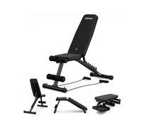 Panca pesi pieghevole Zipro Tempo, panca fitness con schienale regolabile in 6 posizioni, capacità di carico 230 kg, panca per allenamenti con 2 corde, panca multifunzione per addominali