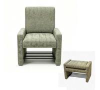 Panca da comodino, sedia aggiuntiva, pouf, sgabello imbottito vintage | Pieghevole portatile salvaspazio con schienale e braccioli per corridoio soggiorno e cucina(Green)