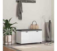 Panca da corridoio con cuscino e mensola bianca, 80 x 38 x 46 cm, legno e tessuto, cassapanca imbottita con vano portaoggetti, piedini regolabili, ideale per corridoio, ingresso e ingresso