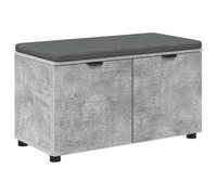 Panca da Corridoio con Cuscino e Mensola Grigio Cemento 80x38x46 cm Legno e Tessuto con Portaoggetti, Porta e Piedini Regolabili, Cassapanca Imbottita per Corridoio, Ingresso