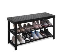 Panca da corridoio con spazio per le scarpe Una scarpiera a tre strati per lo sgabello che cambia le scarpe, il bagno e il soggiorno Sgabello organizer multifunzionale per scarpe da corridoio (nero)