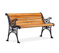 Panca da esterno in legno per 2-3 persone per tutte le stagioni con struttura in ghisa, mobili da portico con schienale e braccioli (180 x 58,4 x 78,7 cm)