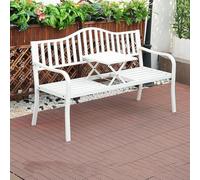 Panca da esterno in metallo con tavolo pop-up, resistente alle intemperie, struttura in ghisa, sedia per giardino, patio, cortile, balcone e terrazza