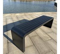 Panca da esterno in metallo nero, elegante seduta da giardino per veranda, parco e patio, piccole panche per uso esterno, perfetta per rilassarsi all'aperto e divertirsi