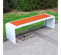 Panca da esterno in metallo per veranda, seduta anteriore, capacità 500 kg, design a strisce di legno in plastica resistente, senza schienale, lunghezza 150 cm, perfetta per spazi esterni e giardini